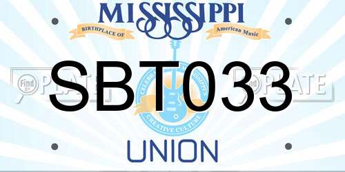 SBT033 Mississippi License Plate