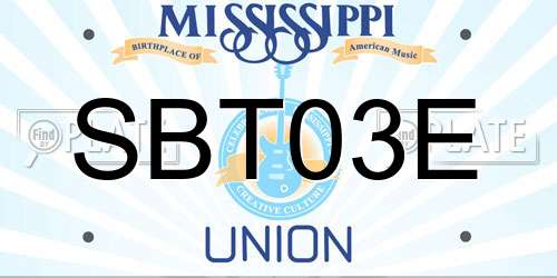 SBT03E Mississippi License Plate