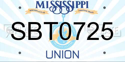 SBT0725 Mississippi License Plate