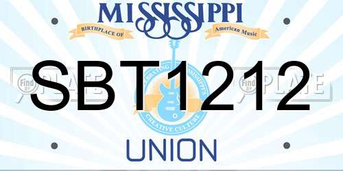 SBT1212 Mississippi License Plate