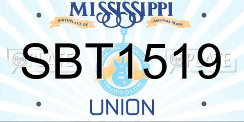 SBT1519 Mississippi License Plate