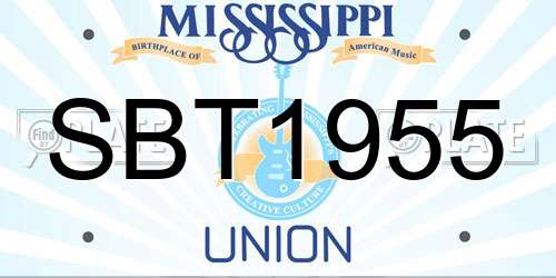 SBT1955 Mississippi License Plate