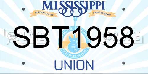 SBT1958 Mississippi License Plate