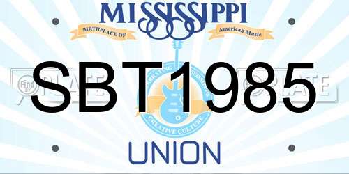 SBT1985 Mississippi License Plate