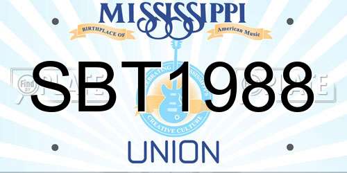 SBT1988 Mississippi License Plate