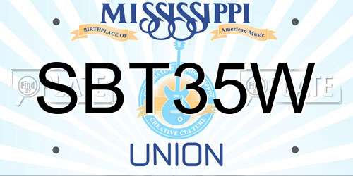 SBT35W Mississippi License Plate