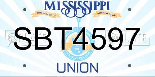 SBT4597 Mississippi License Plate