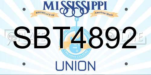SBT4892 Mississippi License Plate