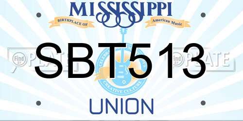 SBT513 Mississippi License Plate