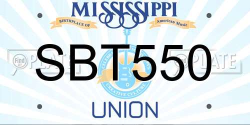SBT550 Mississippi License Plate