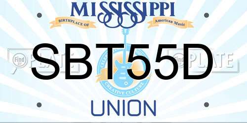 SBT55D Mississippi License Plate