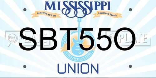 SBT55O Mississippi License Plate