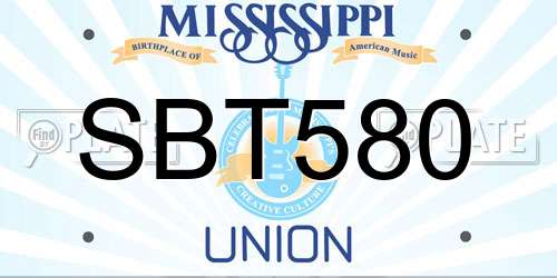 SBT580 Mississippi License Plate