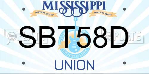 SBT58D Mississippi License Plate