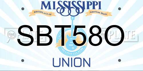 SBT58O Mississippi License Plate
