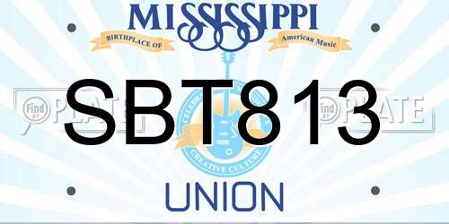 SBT813 Mississippi License Plate