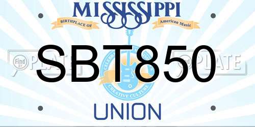 SBT850 Mississippi License Plate