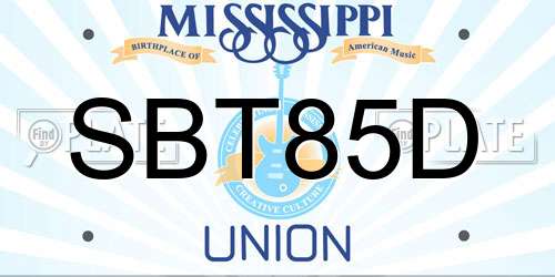 SBT85D Mississippi License Plate