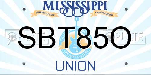 SBT85O Mississippi License Plate