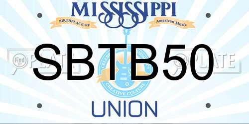 SBTB50 Mississippi License Plate