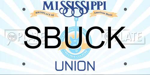 SBUCK Mississippi License Plate