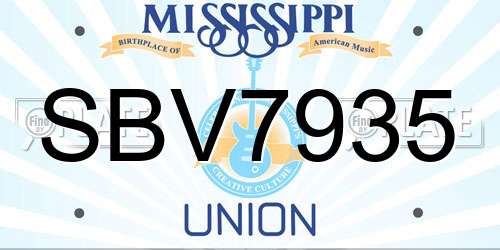 SBV7935 Mississippi License Plate
