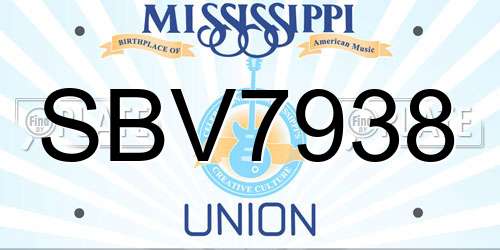 SBV7938 Mississippi License Plate