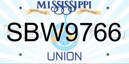 SBW9766 Mississippi License Plate