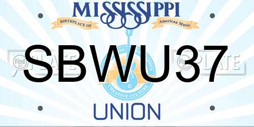 SBWU37 Mississippi License Plate