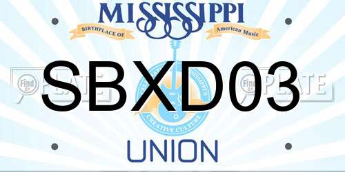 SBXD03 Mississippi License Plate
