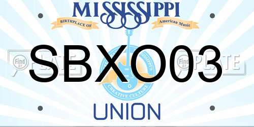 SBXO03 Mississippi License Plate