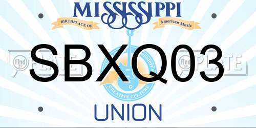 SBXQ03 Mississippi License Plate