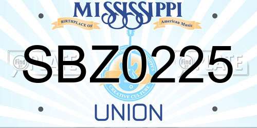 SBZ0225 Mississippi License Plate