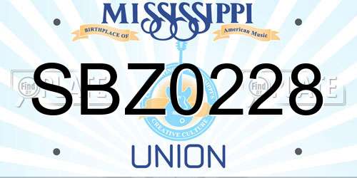 SBZ0228 Mississippi License Plate