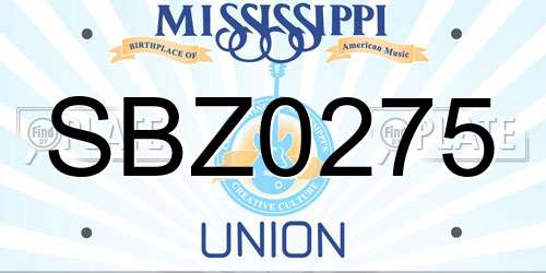 SBZ0275 Mississippi License Plate