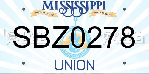 SBZ0278 Mississippi License Plate