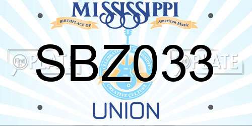 SBZ033 Mississippi License Plate