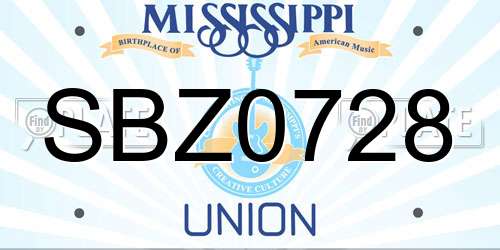 SBZ0728 Mississippi License Plate