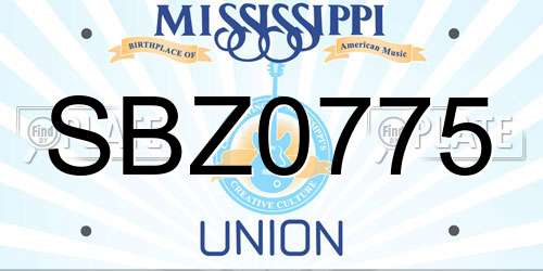 SBZ0775 Mississippi License Plate