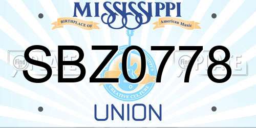 SBZ0778 Mississippi License Plate