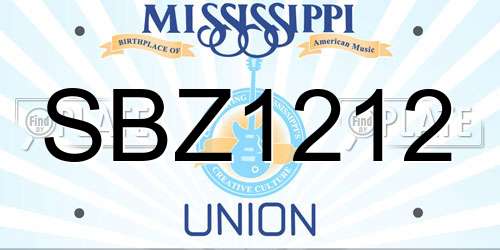 SBZ1212 Mississippi License Plate