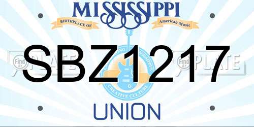 SBZ1217 Mississippi License Plate