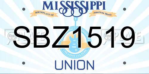 SBZ1519 Mississippi License Plate