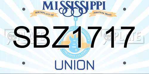 SBZ1717 Mississippi License Plate