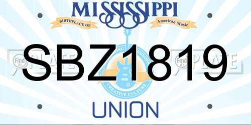 SBZ1819 Mississippi License Plate