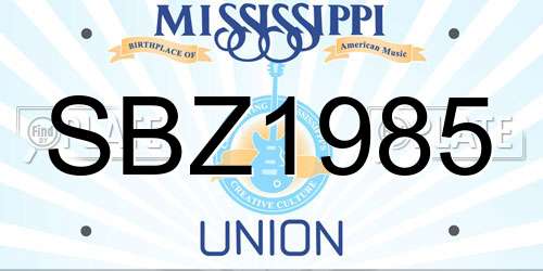 SBZ1985 Mississippi License Plate