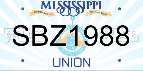 SBZ1988 Mississippi License Plate