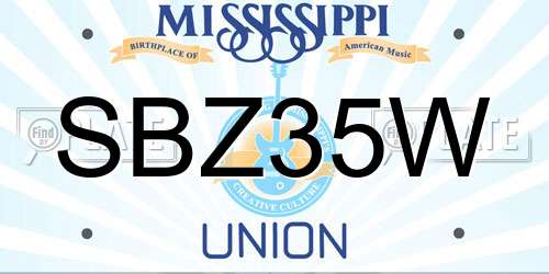 SBZ35W Mississippi License Plate