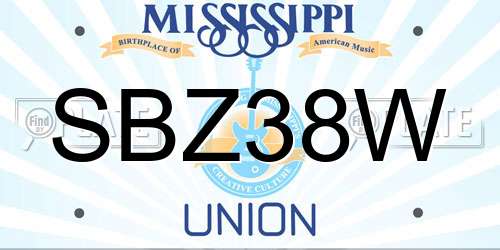 SBZ38W Mississippi License Plate