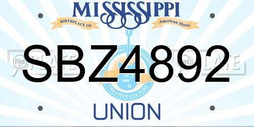 SBZ4892 Mississippi License Plate